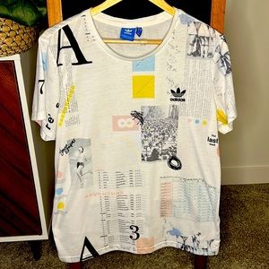 Adidas loose-fit short-sleeve t-shirt, size medium. White.